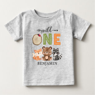 T-shirt Pour Bébé Première anniversaire de la forêt WILD ONE perso