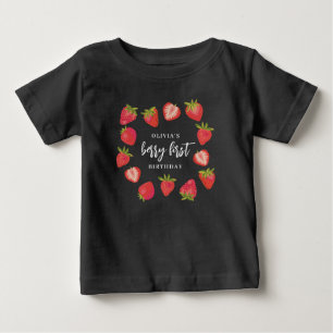 T-shirt Pour Bébé Première Baie d'Été de la Fille Strawberry 1er Ann
