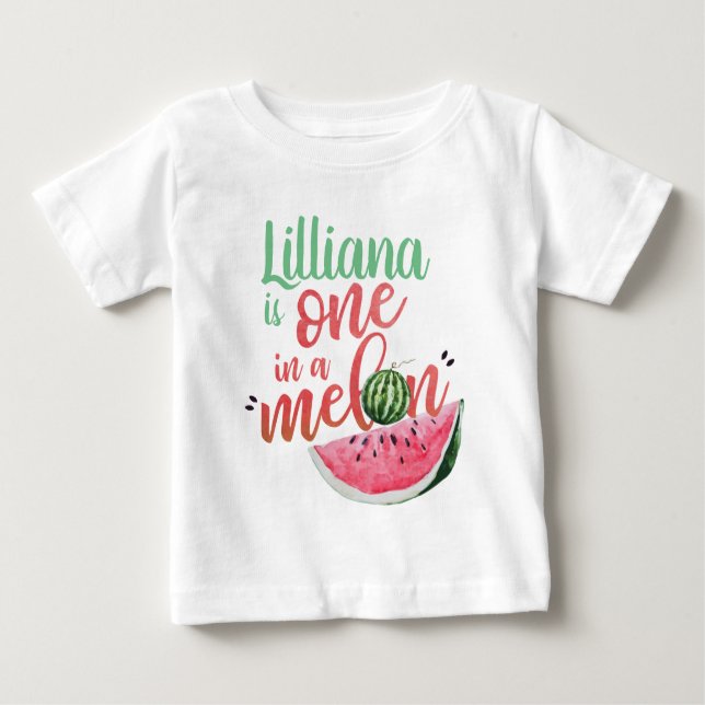 T-shirt Pour Bébé Première chemise d'anniversaire dans une pastèque  (Devant)