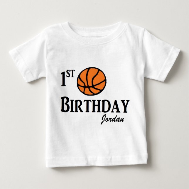 T-shirt Pour Bébé Première chemise d'anniversaire de basket-ball (Devant)