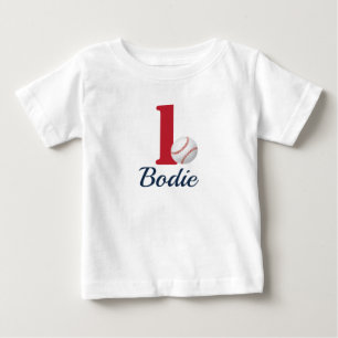T-shirt Pour Bébé Première chemise de baseball avec numéro un- rouge