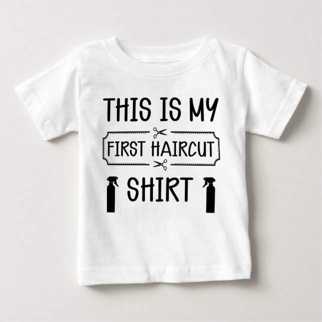 T-shirt Pour Bébé première coupe de cheveux drôle souvenir (Devant)
