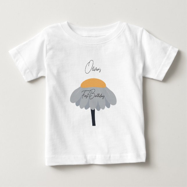 T-shirt Pour Bébé Première fête d'anniversaire Fleur de camomille Pa (Devant)