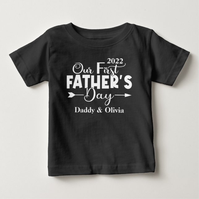 T-shirt Pour Bébé Première Fête des Pères noire (Devant)