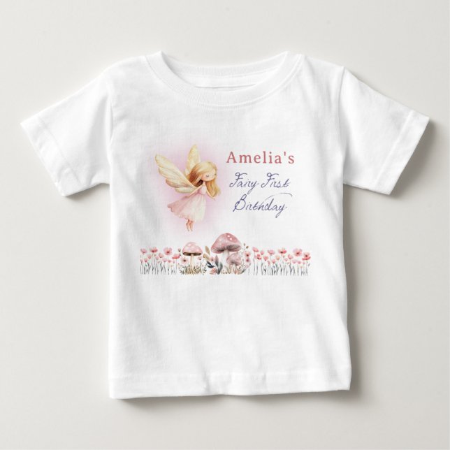 T-shirt Pour Bébé Première Fille Fée 1ère Fête d'Anniversaire Person (Devant)