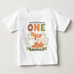 T-shirt Pour Bébé Première Forêt de renard PERSONNALISÉ WILD ONE