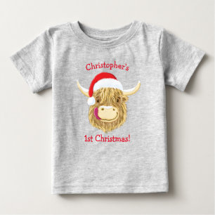 T-shirt Pour Bébé Première Noël de la vache de Hamish Highland perso