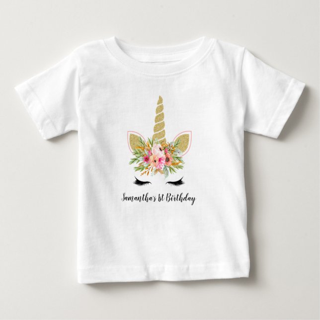 T-shirt Pour Bébé Première Parties scintillant de tenue d'anniversai (Devant)