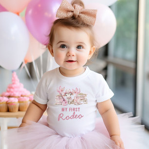 T-shirt Pour Bébé Première Rodéo Pays Cowgirl Anniversaire