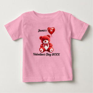 T-shirt Pour Bébé Première Saint-Valentin   Ours en peluche personna