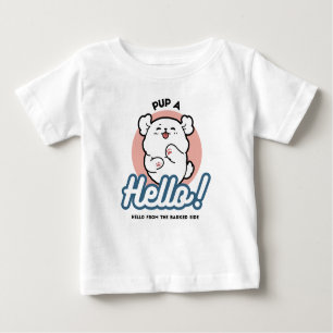 T-shirt Pour Bébé Prends un bonjour ! - Joyeux dessin de chien blanc