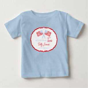 T-shirt Pour Bébé Preppy Boys Red White & Two Patriotic Birthday