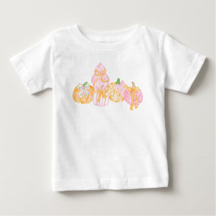 T-shirt Pour Bébé Preppy Citrouille et Bows Thanksgiving Celebration