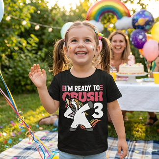 T-shirt Pour Bébé Prêt à écraser 3 Chemise d'anniversaire licorne
