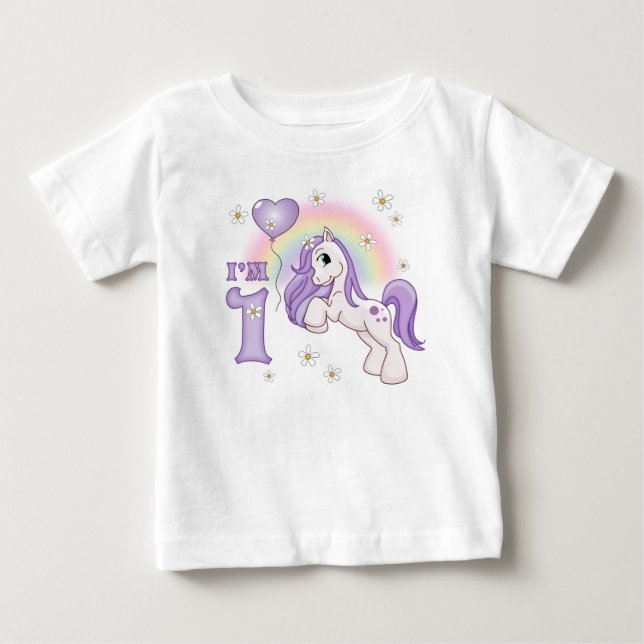T-shirt Pour Bébé Pretty Pony Premier Anniversaire (Devant)