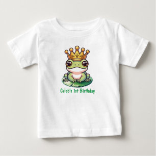 T-shirt Pour Bébé Prince Grenouille à la couronne dorée Fête de cont