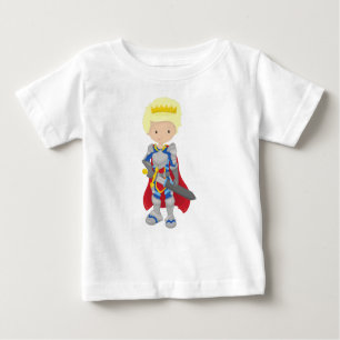 T-shirt Pour Bébé Prince, Roi, Chevalier, Épée, Couronne, Cheveux bl