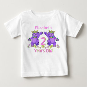 T-shirt Pour Bébé Princess Bears 2e anniversaire Nom personnalisé