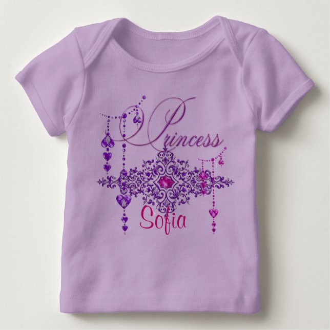 T-shirt Pour Bébé Princess Jewels Lavender Longues Manches Bébé Tee (Devant)