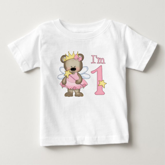 T-shirt Pour Bébé Princesse Bear 1er anniversaire (Devant)