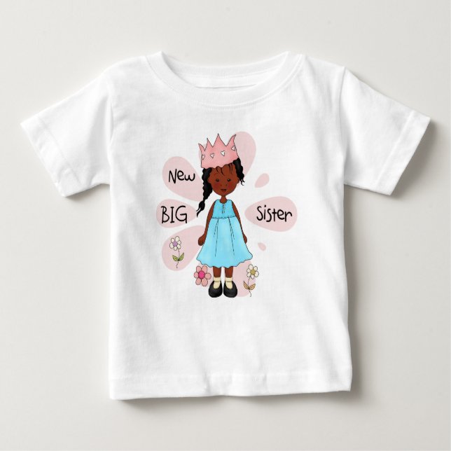T-shirt Pour Bébé Princesse Big Soeur Africaine Américaine (Devant)