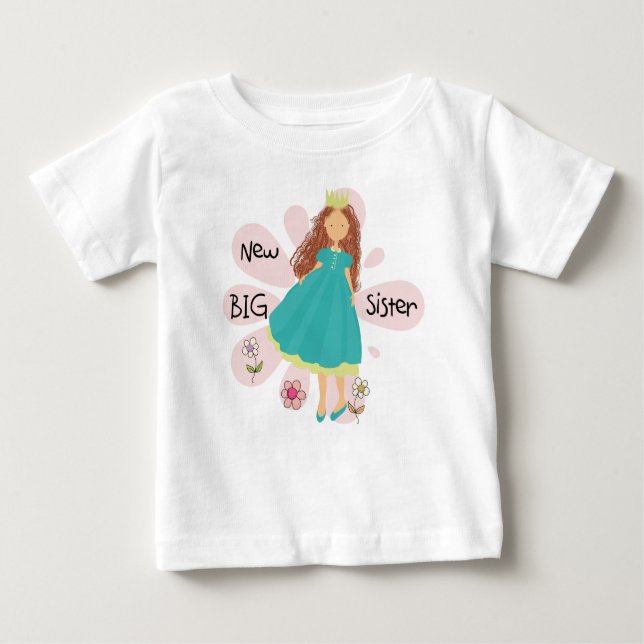 T-shirt Pour Bébé Princesse Big Soeur Cheveux Brown (Devant)