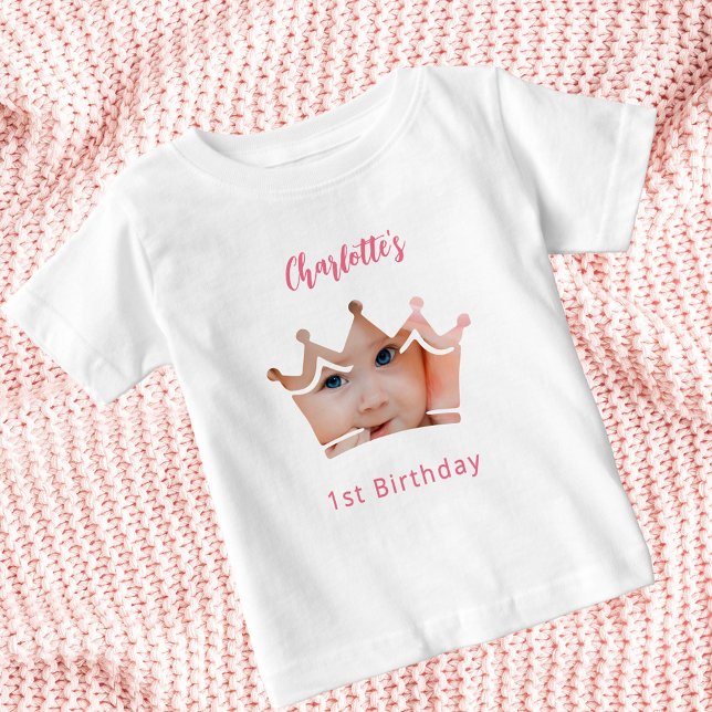 T-shirt Pour Bébé princesse de couronne photo 1er anniversaire (Créateur téléchargé)