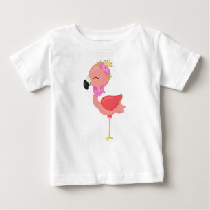 T-shirt Pour Bébé Princesse Flamant rose, Fleurs, Mignonne Flamant r