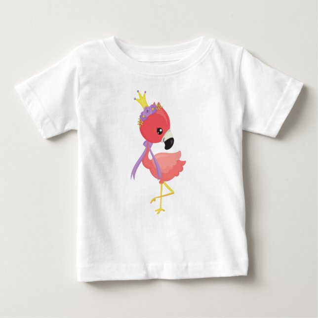 T-shirt Pour Bébé Princesse flamant rose, joli flamant rose, fleurs, (Devant)
