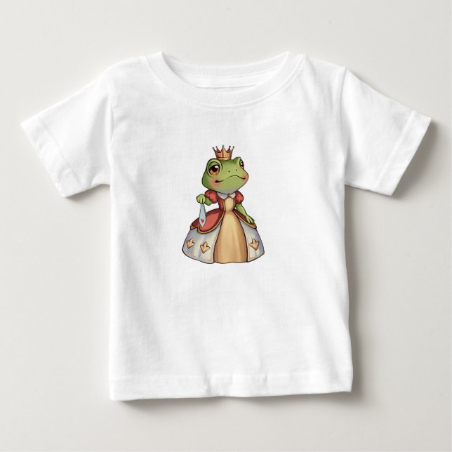 T-shirt Pour Bébé Princesse grenouille avec une couronne et une robe (Devant)