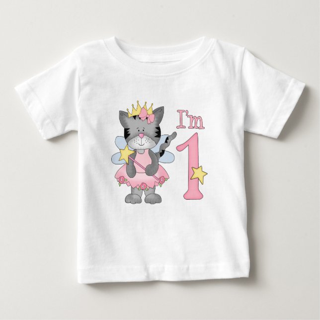 T-shirt Pour Bébé Princesse Kitty 1er anniversaire (Devant)