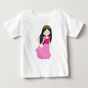 T-shirt Pour Bébé Princesse mignonne, Couronne, Cheveux noirs, Robe
