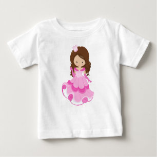 T-shirt Pour Bébé Princesse mignonne, Couronne, Robe rose, Cheveux B