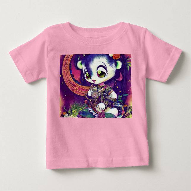 T-shirt Pour Bébé Princesse Panda Violet Rêves- (Devant)