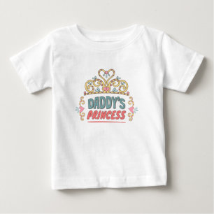 T-shirt Pour Bébé Princesse Papa Couronne Fleur Cœur