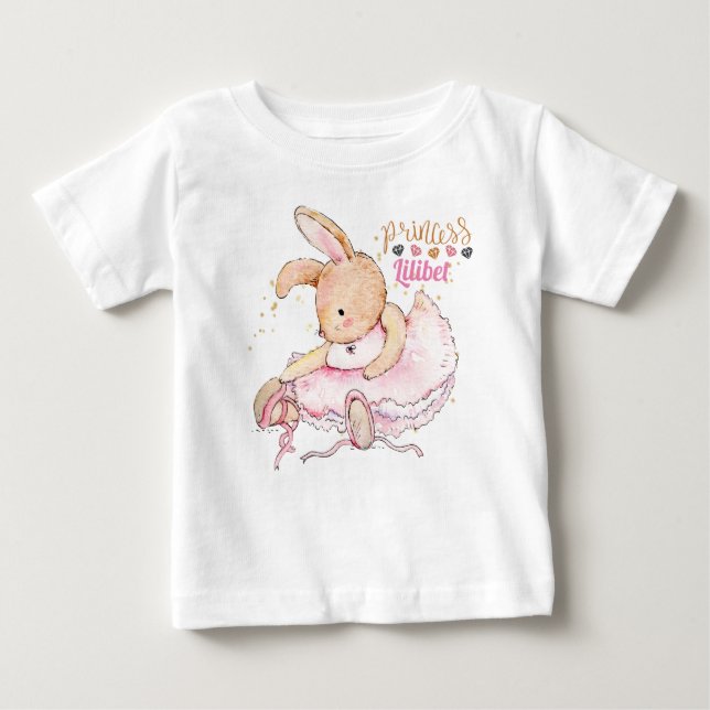 T-shirt Pour Bébé Princesse personnalisée Lilibet Ballerina Rabbit (Devant)