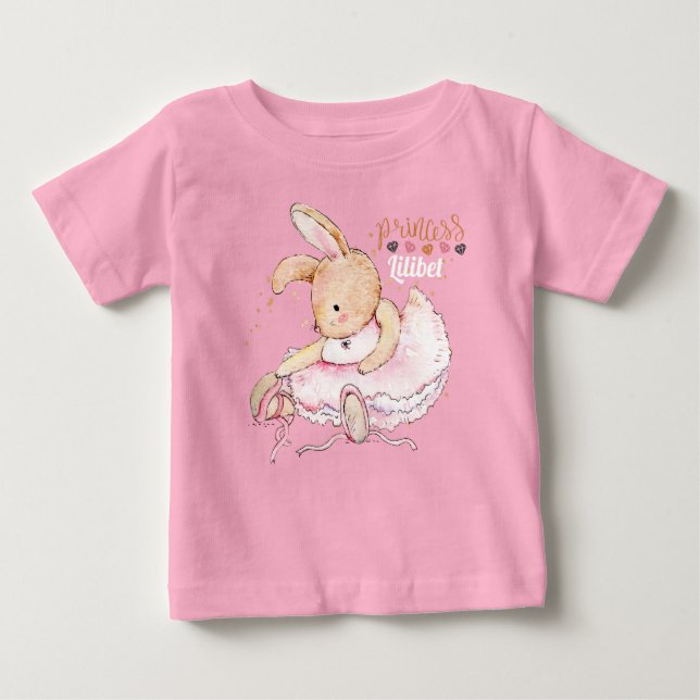 T-shirt Pour Bébé Princesse personnalisée Lilibet Ballerina Rabbit (Devant)