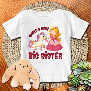 T-shirt Pour Bébé Princesse Rose + Meilleure Grande Sœur de Horse Wo