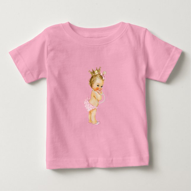 T-shirt Pour Bébé Princesse Rose & Or (Devant)