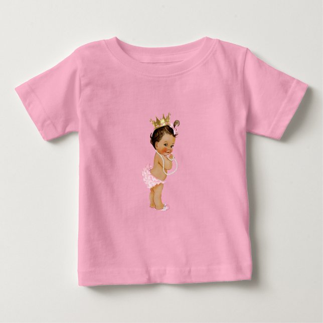 T-shirt Pour Bébé Princesse Rose & Or  (Devant)
