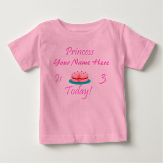 T-shirt Pour Bébé Princesse (Votre nom) est 3 aujourd'hui