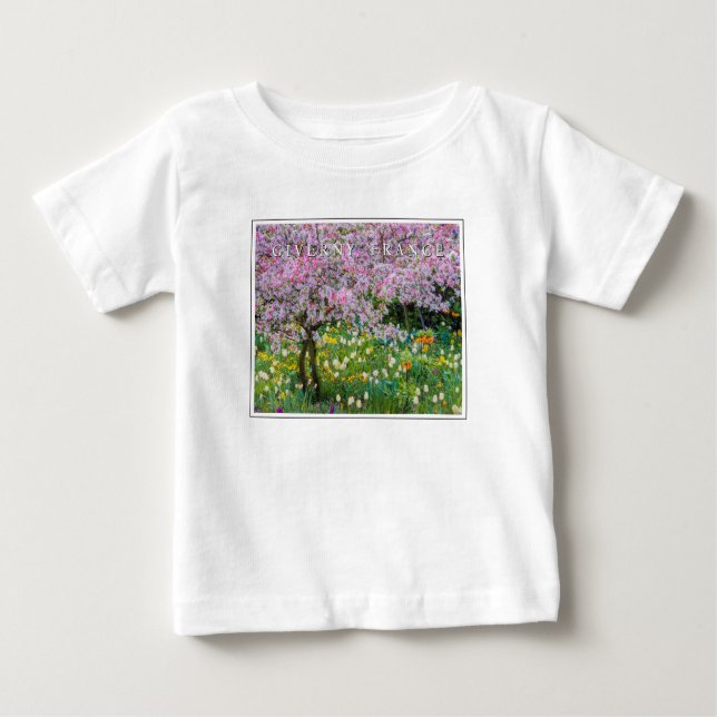 T-shirt Pour Bébé Printemps à Claude Monet Garden (Devant)