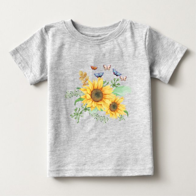 T-shirt Pour Bébé printemps de tournesol (Devant)