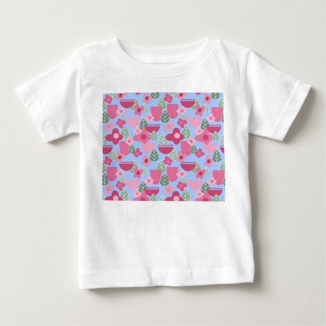 T-shirt Pour Bébé Printemps rose scandinave (Devant)