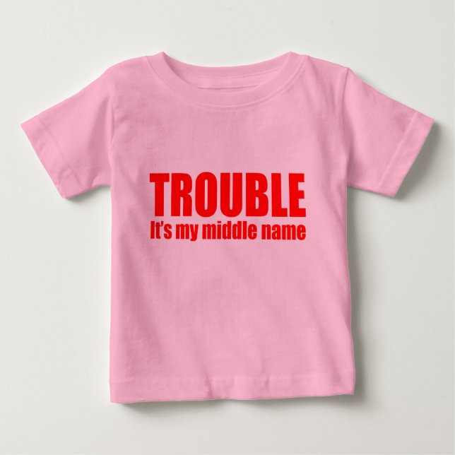 T-shirt Pour Bébé Problème - C'est mon deuxième nom (rouge) (Devant)