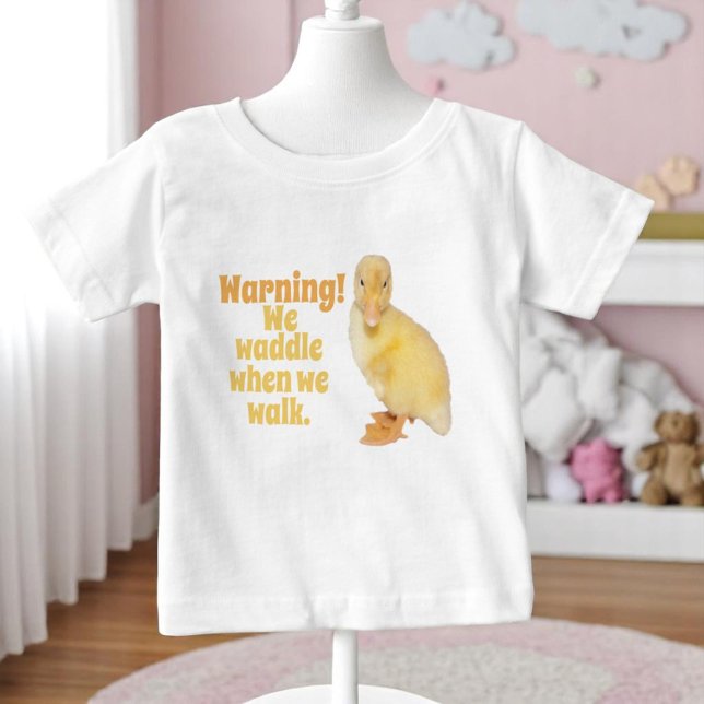 T-shirt Pour Bébé Profil de canard jaune mignon photo personnalisée (tee shirt front with duckling and template text)