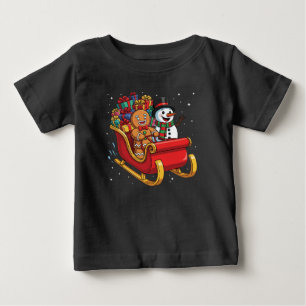 T-shirt Pour Bébé Promenade festive de Noël en traîneau avec l'homme