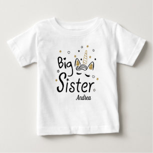 T-shirt Pour Bébé Promu À Big Sister Est 2022 Unicorn