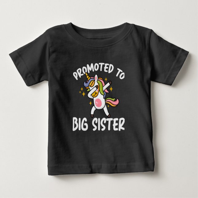 T-shirt Pour Bébé Promu à Big Sister Unicorn (Devant)