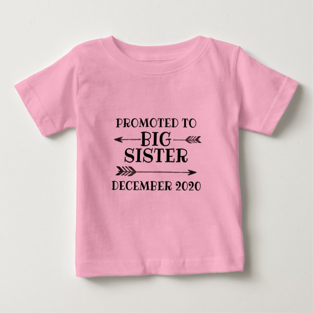 T-shirt Pour Bébé Promu à la grande soeur (Devant)